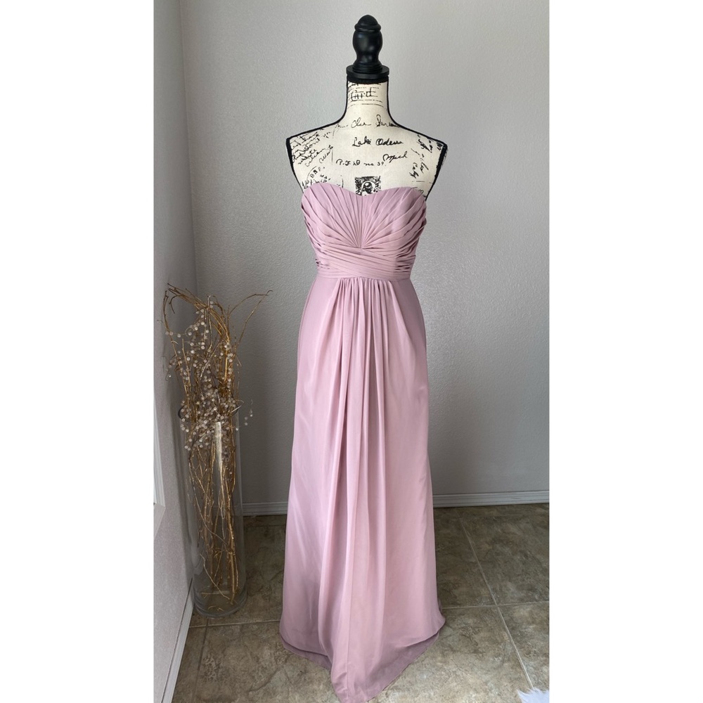 David’s Bridal Strapless Dress Bridesmaid Lavender Purple 0